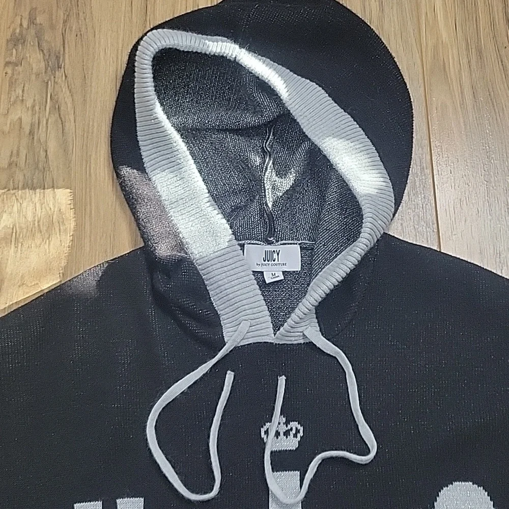 Juicy By Juicy Couture Black and Gray Knit Sweater with Hoodie